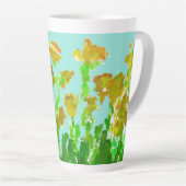 Mug Tall Latte Floral Abstrait Vert et Or (Angle droit)