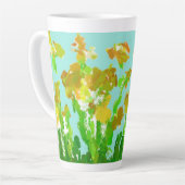 Mug Tall Latte Floral Abstrait Vert et Or (Angle gauche)