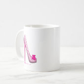 Mug Talon de ruban de rose de conscience de cancer du (Devant gauche)