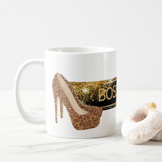 Mug Talons hauts noirs chics de parties scintillantes (Avec donut)