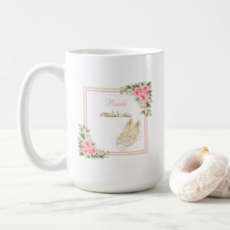 Mug Talons Hauts Perles Ivoire Roses Roses Nom Monogra