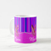 Mug Talons Hauts Rayure Rose Violet (Devant gauche)