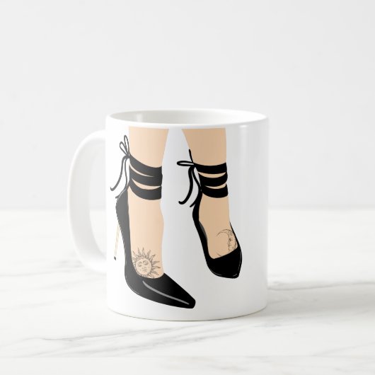 Mug Talons noirs à brides Lune Soleil Féminin Chic (Devant gauche)