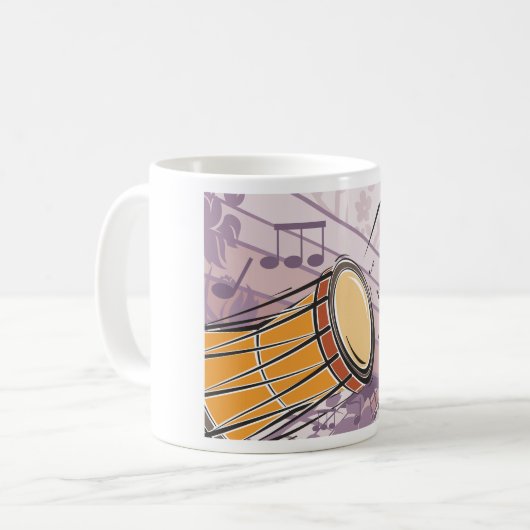 Mug Tambour traditionnel Bongo avec notes musicales (Devant gauche)