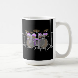 Mug Tambours : Kit de batterie violet et blanc : Modèl