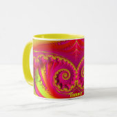 Mug TAMMY ~ HOT CRAZY 3D Fractal ~ Rose Rouge Jaune (Devant gauche)