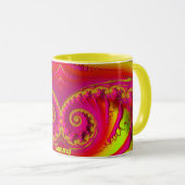 Mug TAMMY ~ HOT CRAZY 3D Fractal ~ Rose Rouge Jaune (Devant droit)