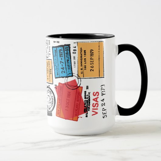 Mug Tampons de passeport Conception de voyage Musique (Droite)