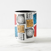 Mug Tampons de passeport Conception de voyage Musique (Centre)