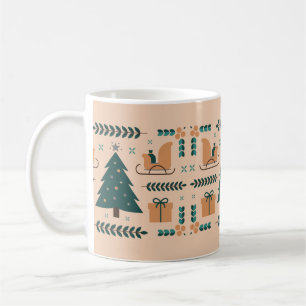 Mug Tan Green Festive Géométrique Fête Fête
