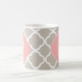 Mug Tan Peach rose Quatrefoil Monogramme (Centre)