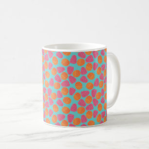 Mug Tangérines de framboise sur bleu turquoise clair