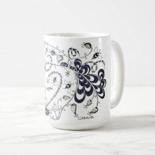 Mug Tangle noir et blanc dessin représentant les abeil