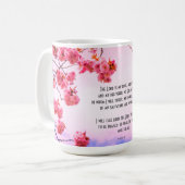 Mug Tangue chrétienne aux écritures et fleurs de ceris (Devant gauche)