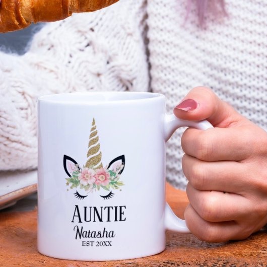 Mug Tante arc-en-ciel florale, annonce de grossesse