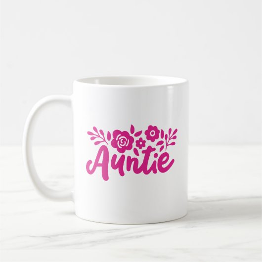 Mug "Tante" aux fleurs, couleur personnalisée (Gauche)