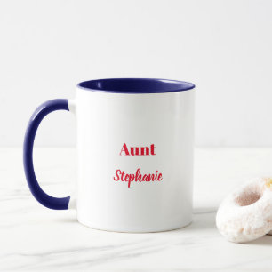 Mug Tante Cadeaux Nom personnalisé Rouge Bleu Blanc M