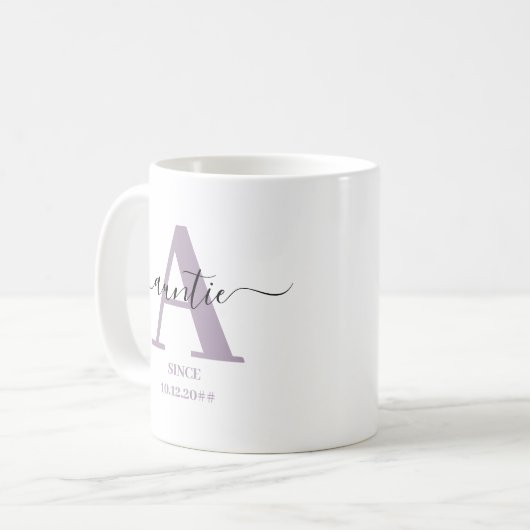 Mug Tante Élégant Monogramme de script (Devant gauche)