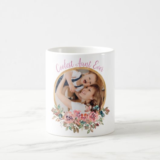Mug Tante la plus froide Ever 1 photo aquarelle fleurs (Centre)