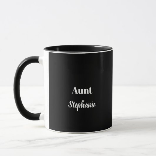Mug Tante Nom personnalisé Mariages Noir Blanc Simple (Gauche)