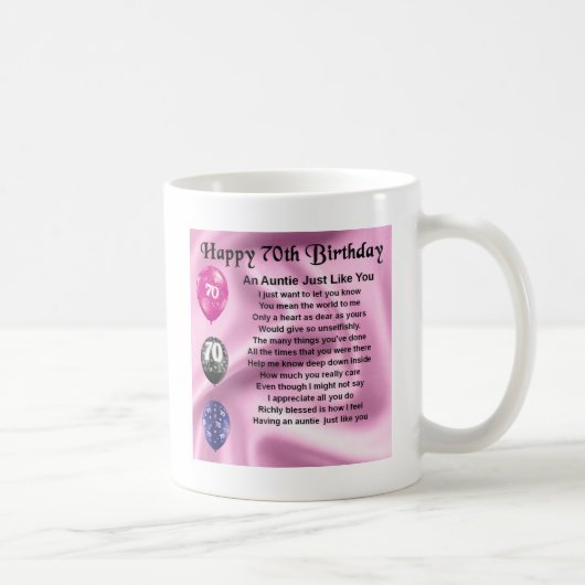 Mug Tante Poem - soixante-dixième anniversaire (Droite)