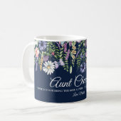 Mug Tante unique Fleur sauvage de message personnalisé (Devant gauche)