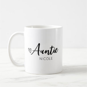 Mug Tantes Coeur mignonne Personnalisé Noir Blanc