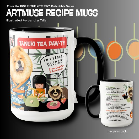 Mug TANUKI TEA PAWTY Chow Art Muse Recipe 