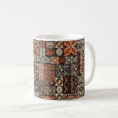 Mug Tapa tissu tribal de style hawaïen abstrait patchw (Devant droit)