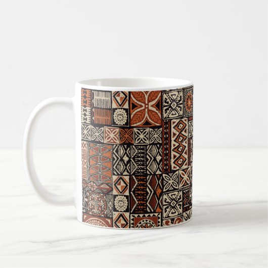 Mug Tapa tissu tribal de style hawaïen abstrait patchw (Gauche)