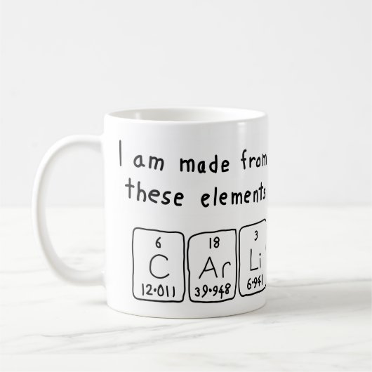 Mug Tapis Carli nom de table périodique (Gauche)