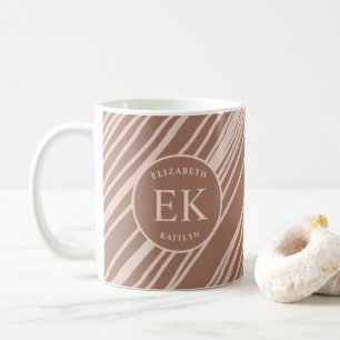Mug Tapis de souris abstrait marron Monogramme