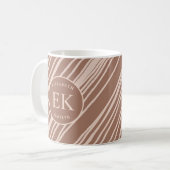 Mug Tapis de souris abstrait marron Monogramme (Devant gauche)