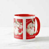 Mug Tapis Retro Vintage Christmas Père Noël Reindeer (Devant droit)