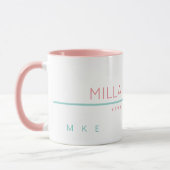 Mug Tapis rose de base personnalisé avec nom et texte (Gauche)