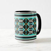 Mug Tapisserie Tribale Turquoise (Devant droit)