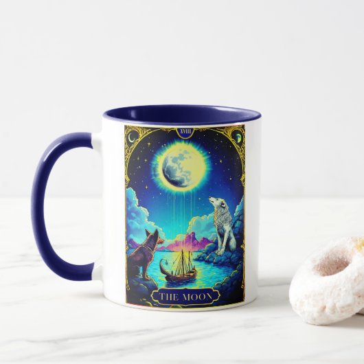 Mug Tarot Card Illustration, The Moon (Avec donut)