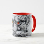 Mug TAROT, IMAGINAIRE GROTESQUE MASK noir blanc rouge (Devant droit)