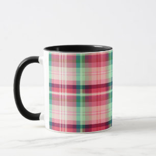 Mug Tartan à carreaux rose et vert