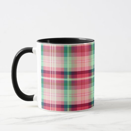 Mug Tartan à carreaux rose et vert (Gauche)