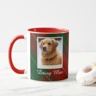 Mug Tartan à carreaux rouge et vert personnalisé pour 