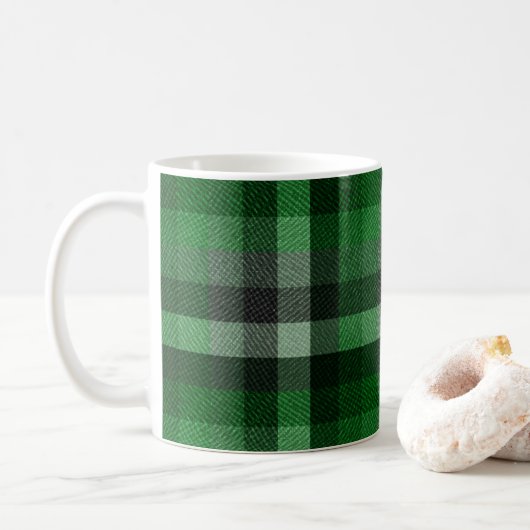 Mug Tartan à carreaux vert classique. (Avec donut)