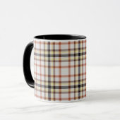 Mug Tartan blanc noir orange jaune (Devant gauche)