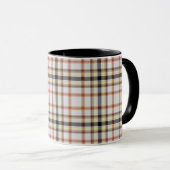 Mug Tartan blanc noir orange jaune (Devant droit)