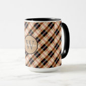 Mug Tartan britannique avec plaque et monogramme (Devant droit)