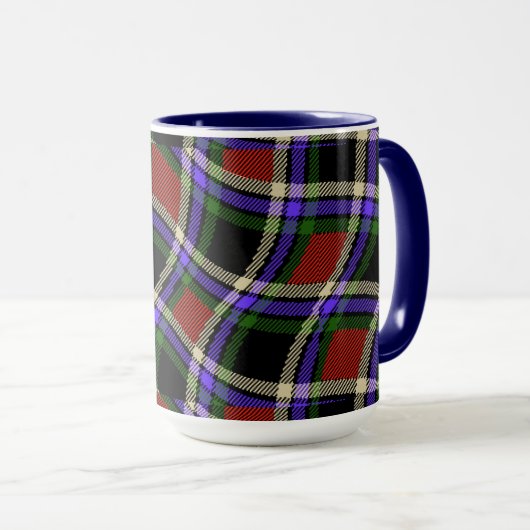 Mug Tartan coloré Motif vert rouge violet blanc (Devant droit)