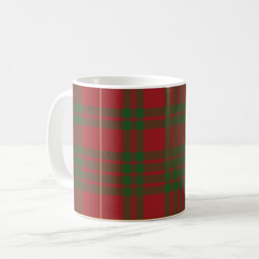 Mug Tartan Écossais Clan MacTavish Rouge Vert à carrea (Devant gauche)