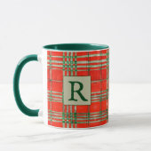 Mug Tartan Écossais Rouge + Vert Chasseur avec Ini (Gauche)
