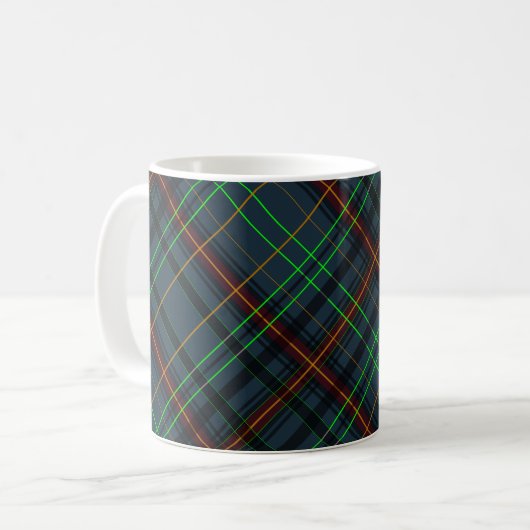 Mug Tartan en bleu, orange, vert... (Devant gauche)