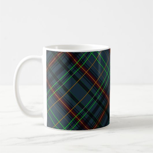 Mug Tartan en bleu, orange, vert... (Gauche)